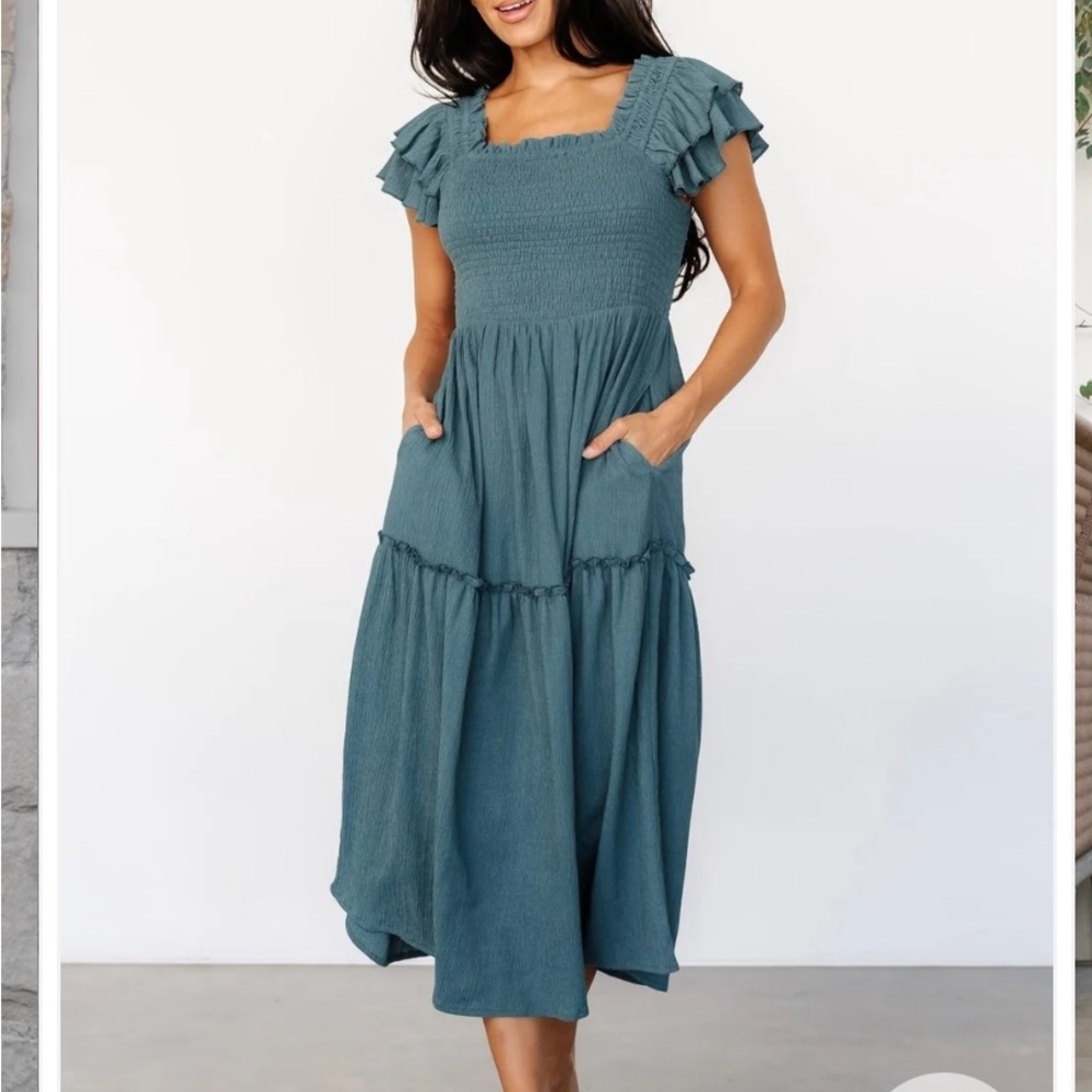 Baltic Born Jackie Teal Textured Midi Dress